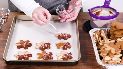 Wall Mural - Making Star-Shaped Cookies with Chocolate and Peppermint Chips