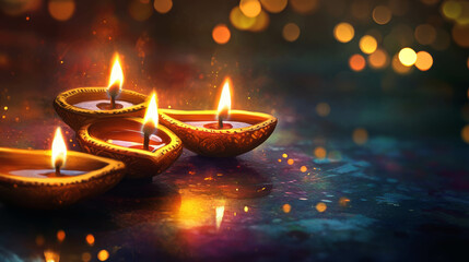 illustation of Diwali festival of lights tradition Diya oil lamps