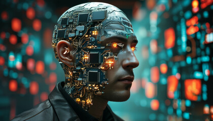 chip in the head of a humanoid android