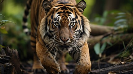 Poster - photograph with a narrow depth of field depicting a tiger.  