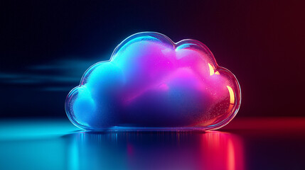 Wall Mural - 3D icon of a cloud in holographic style