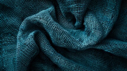 Abstract Texture Close-up of Teal Fabric with Grid Pattern, fabric, texture, material ,design