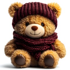 Wall Mural - a stuffed bear wearing a hat and scarf

