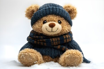 Wall Mural - a teddy bear wearing a hat and scarf

