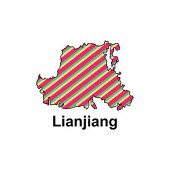 Wall Mural - Map City of Lianjiang, administrative division of China Country strip color style. Vector illustration design template