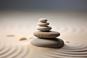 Wall Mural - Balanced stones on sandy surface