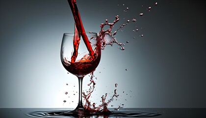 Canvas Print - Captivating splash of red wine in a glass, showcasing stunning patterns of light and movement.