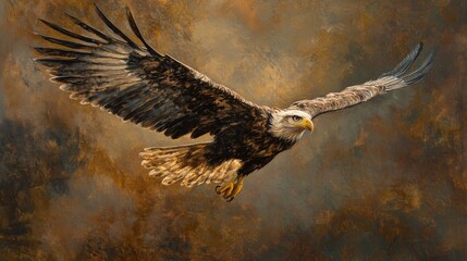 Baby eagle practicing flying,light,Fairy tale,oil painting