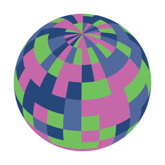 Sticker - This colorful globe features an abstract design with geometric patterns in pink, green, and blue. The vibrant colors create an engaging representation of global themes.