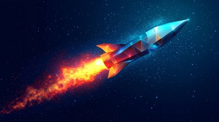 Wall Mural - A rocket as a starry sky or cosmic scene formed by points, lines, and shapes that mimic planets, stars, and the universe. The illustration is related to business.