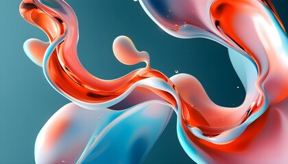 Canvas Print - Holographic Liquid Flow of Twisted Abstract Shapes for a Festive Christmas Background in 3D Rendering