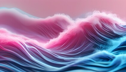 Wall Mural - Abstract 3D Wavy Waves on Pink Background with Blue and Purple Patterns and Textures