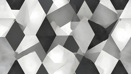 Poster - abstract grey geometric wallpaper with polygon patterns and white textures