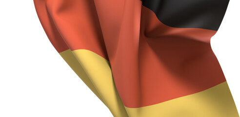 Germany national flag hanging fabric banner. 3D