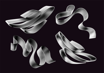 Wall Mural - Set of chrome ribbons and tapes. Abstract geometric element for posters, banner, covers.