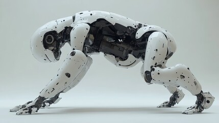 Wall Mural - A humanoid robot in a crawling position, showcasing advanced design.