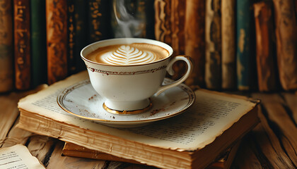 Wall Mural - Coffee Time, Book Smell Overflows