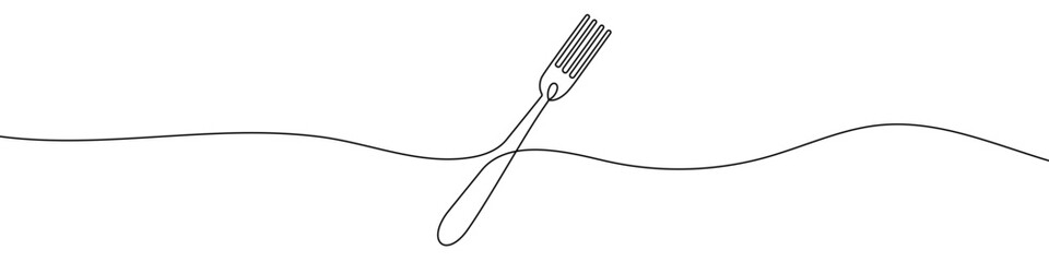 Wall Mural - continuous line drawing of fork. single line drawing of a silhouette of a fork. line art of fork. ve