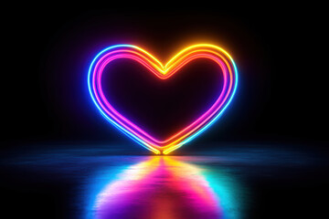 Glowing Neon Heart with Motion Blur