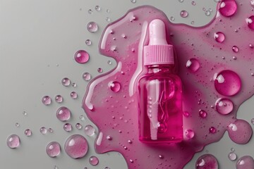 Poster - Fuchsia clear dropper cosmetics perfume bottle.