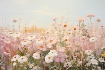 Wall Mural - English garden painting outdoors blossom.