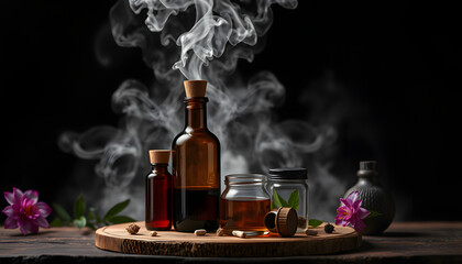 Magic potion or herbal medicine concept background isolated with white highlights, png