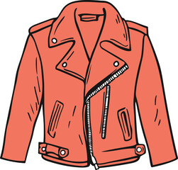 Vector Red Biker Jacket Illustration with Details