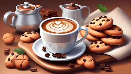 Wall Mural - The perfect blend of aromatic coffee and sweet cookies