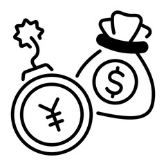 Poster - Financial risk icon in outline style