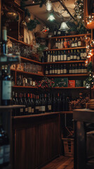 Poster - Intimate Wine Shop Displaying Beaujolais Nouveau Bottles