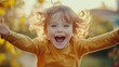 © bajita111122 - A child jumping in excitement, close-up of their face filled with pure happiness, soft natural light, emotional and lively, photorealism