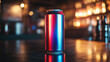 © SashaMagic - Close-up of a soda can on a dimly lit bar counter.