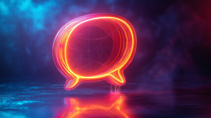 Wall Mural - 3D icon of a speech bubble in holographic style