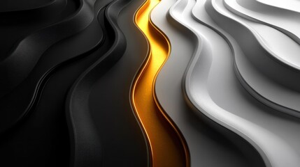 Canvas Print - Abstract wave design with contrasting colors and smooth textures.