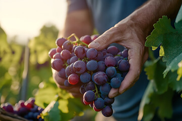 Poster - Vibrant Grape Harvest Close-Up in Early Morning Light 