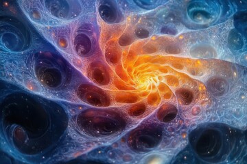 Wall Mural - mesmerizing geometric mandala pulsating with cosmic energy intricate patterns in iridescent hues spi