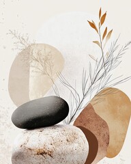 Canvas Print - Serene earthy aesthetic poster with natural elements for wall decor.