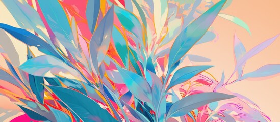 Canvas Print - Close up painting of an abstract plant in pastel colors