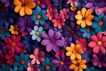 Poster - Joyful abstract floral pattern with vibrant colors for creative design.