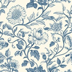 Sticker - Seamless vintage-inspired floral pattern for textile and print design.