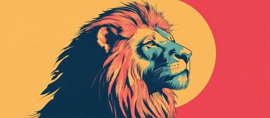 Retro Style Lion Illustration For Music Album Cover Design