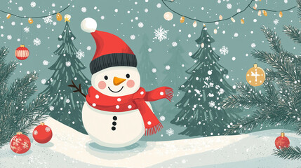 Wall Mural - Christmas snowman background wallpaper