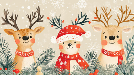 Poster - Christmas reindeer background wallpaper