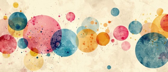 Wall Mural - Colorful abstract art with overlapping circles and vibrant splashes, creating a dynamic modern design. Background.