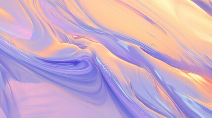 Wall Mural - Soft pastel waves of purple and peach hues create an abstract texture reminiscent of silk at sunset