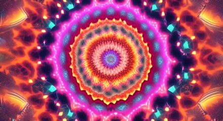 Wall Mural - 3d kaleidoscope mandala abstract background of trippy art psychedelic trance to open third eye with 
