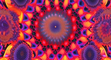 Wall Mural - 3d kaleidoscope mandala abstract background of trippy art psychedelic trance to open third eye with 
