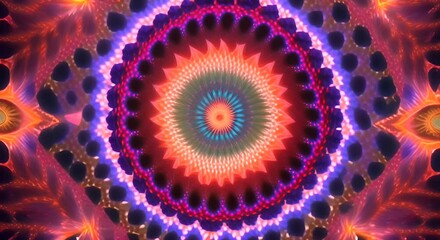 Wall Mural - 3d kaleidoscope mandala abstract background of trippy art psychedelic trance to open third eye with 