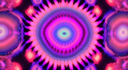 Wall Mural - 3d kaleidoscope mandala abstract background of trippy art psychedelic trance to open third eye with 