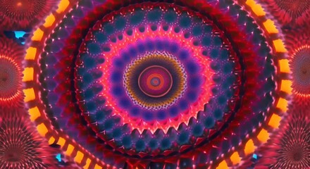 Wall Mural - 3d kaleidoscope mandala abstract background of trippy art psychedelic trance to open third eye with 
